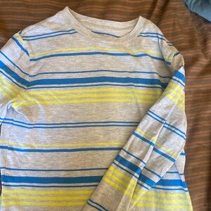 Cat & Jack Grey, blue & yellow striped long sleeve shirt, Boys sz: 8/10